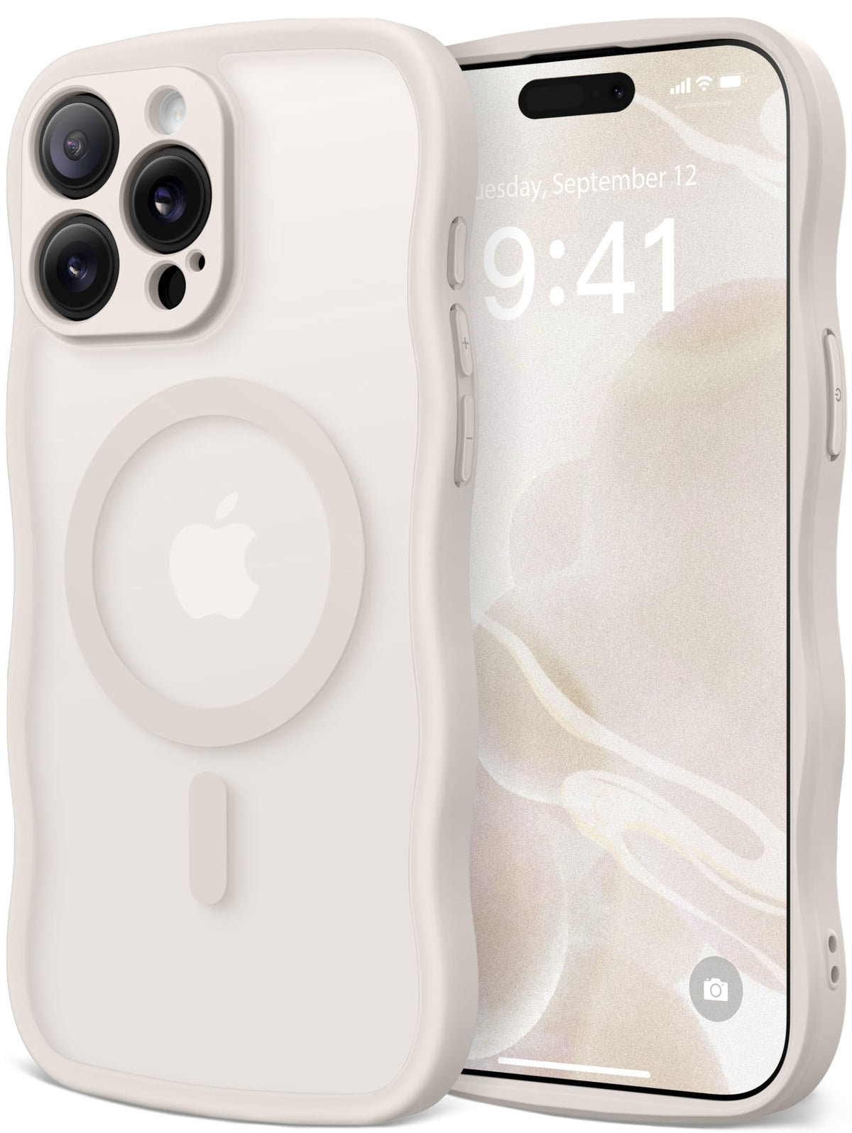 CAPRARO Cute for iPhone 15 Pro Case, Compatible with MagSafe Stone