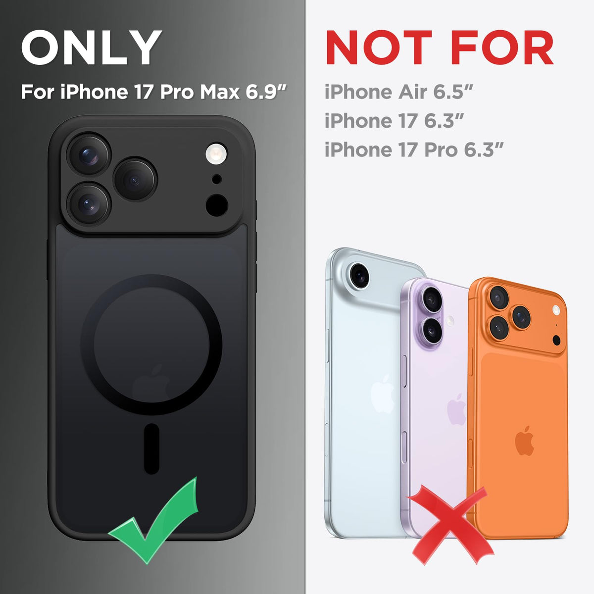 CAPRARO for iPhone 17 Pro Max Case, Compatible with MagSafe Black