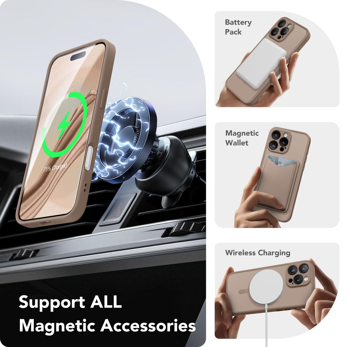 CAPRARO for iPhone 16 Pro Case, Compatible with MagSafe