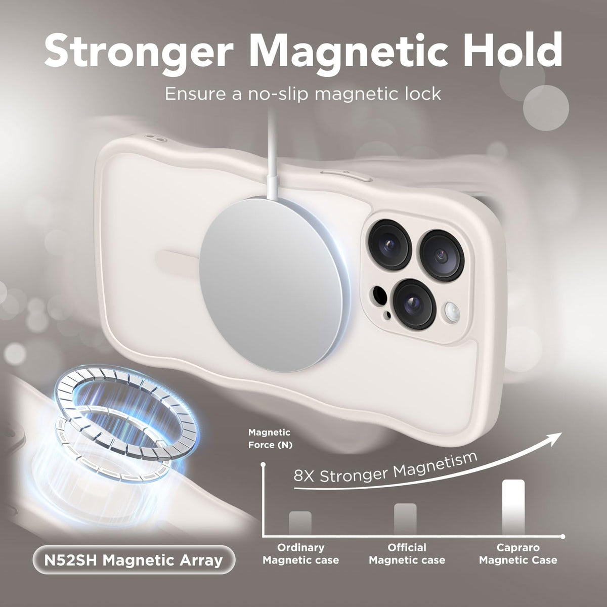 CAPRARO Cute for iPhone 15 Pro Case, Compatible with MagSafe Stone