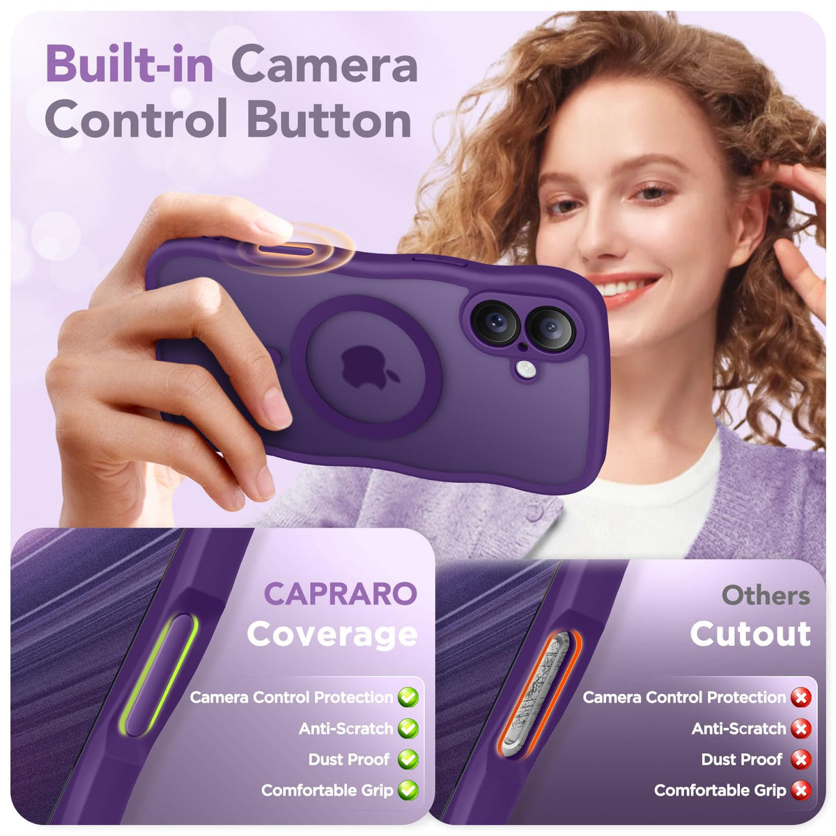 CAPRARO for iPhone 16 Case for Women, Compatible with MagSafe
