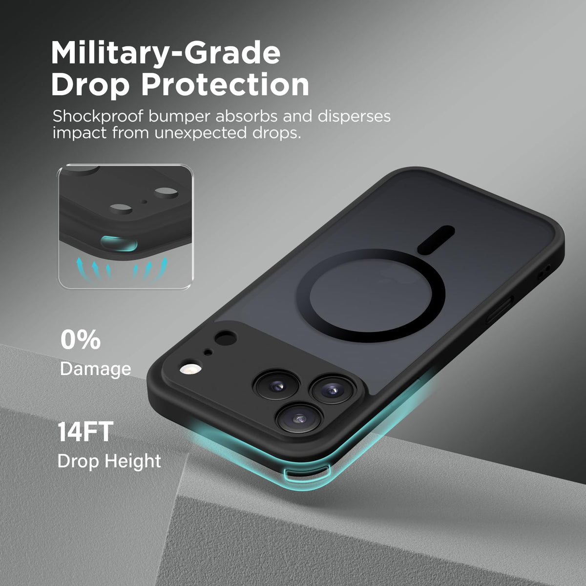 CAPRARO for iPhone 17 Pro Max Case, Compatible with MagSafe Black