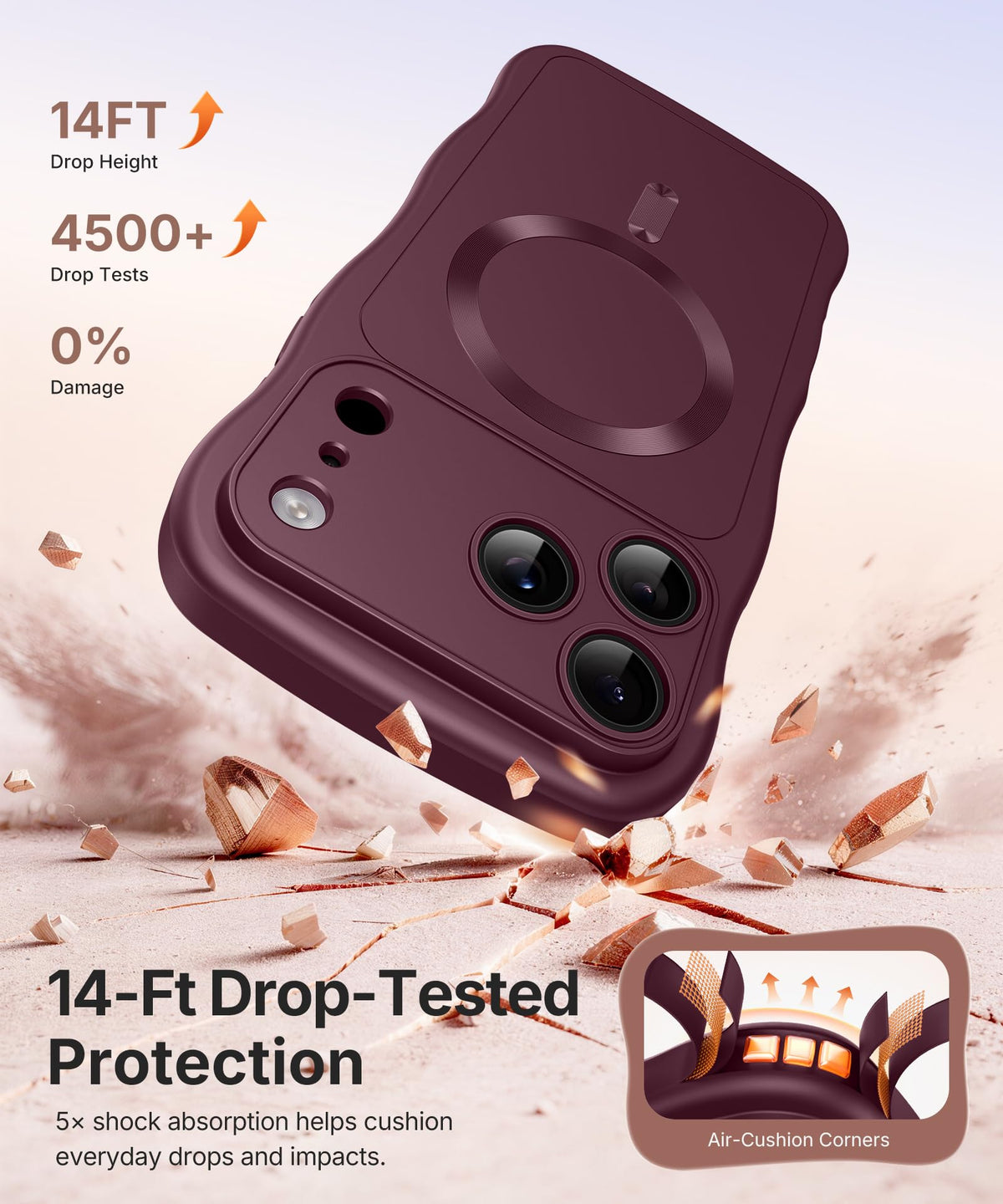 CAPRARO Magnetic for iPhone 18 Pro Case Wave Burgundy