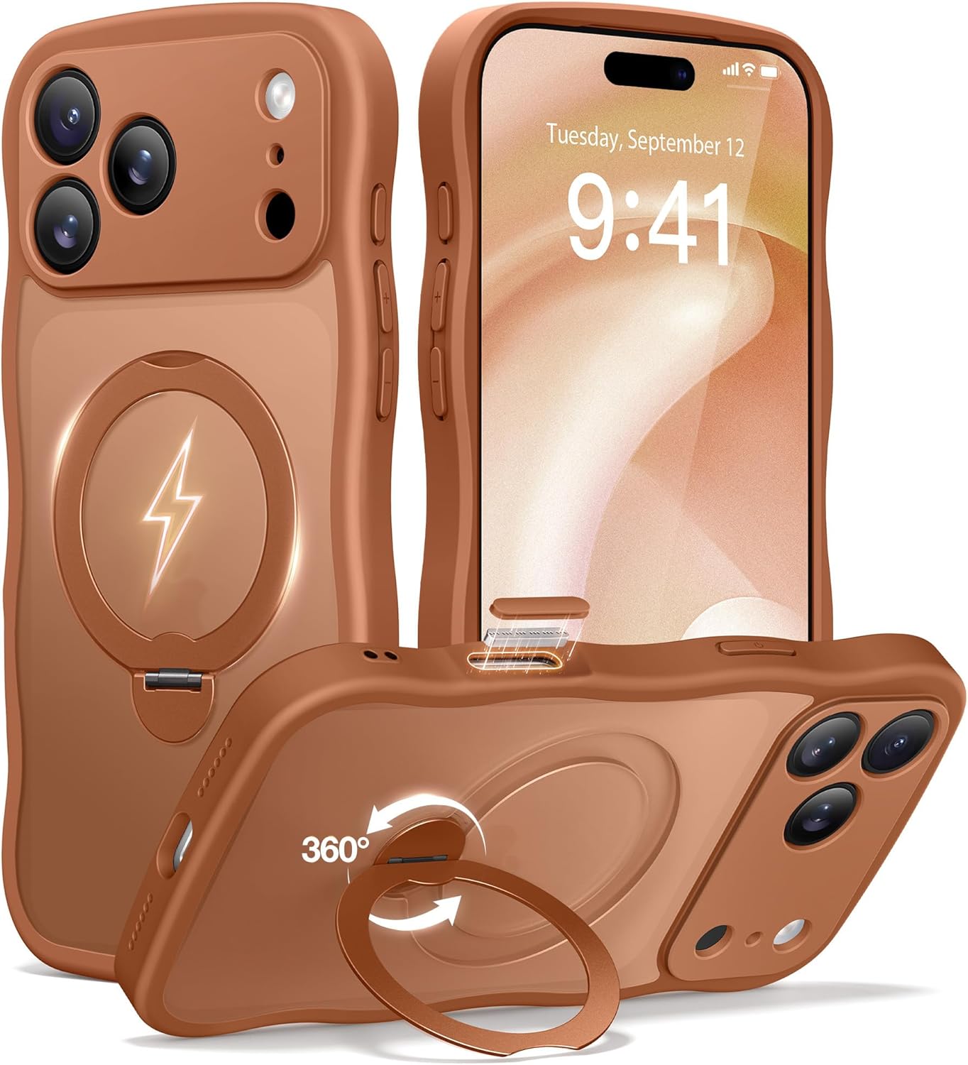 iPhone 17 Pro Max Case with 360° Spin Magnetic Stand