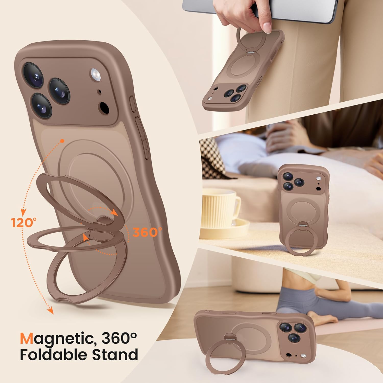 iPhone 17 Pro Max Case with 360° Spin Magnetic Stand