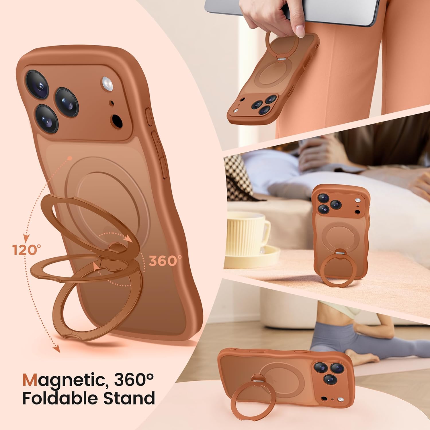 iPhone 17 Pro Max Case with 360° Spin Magnetic Stand