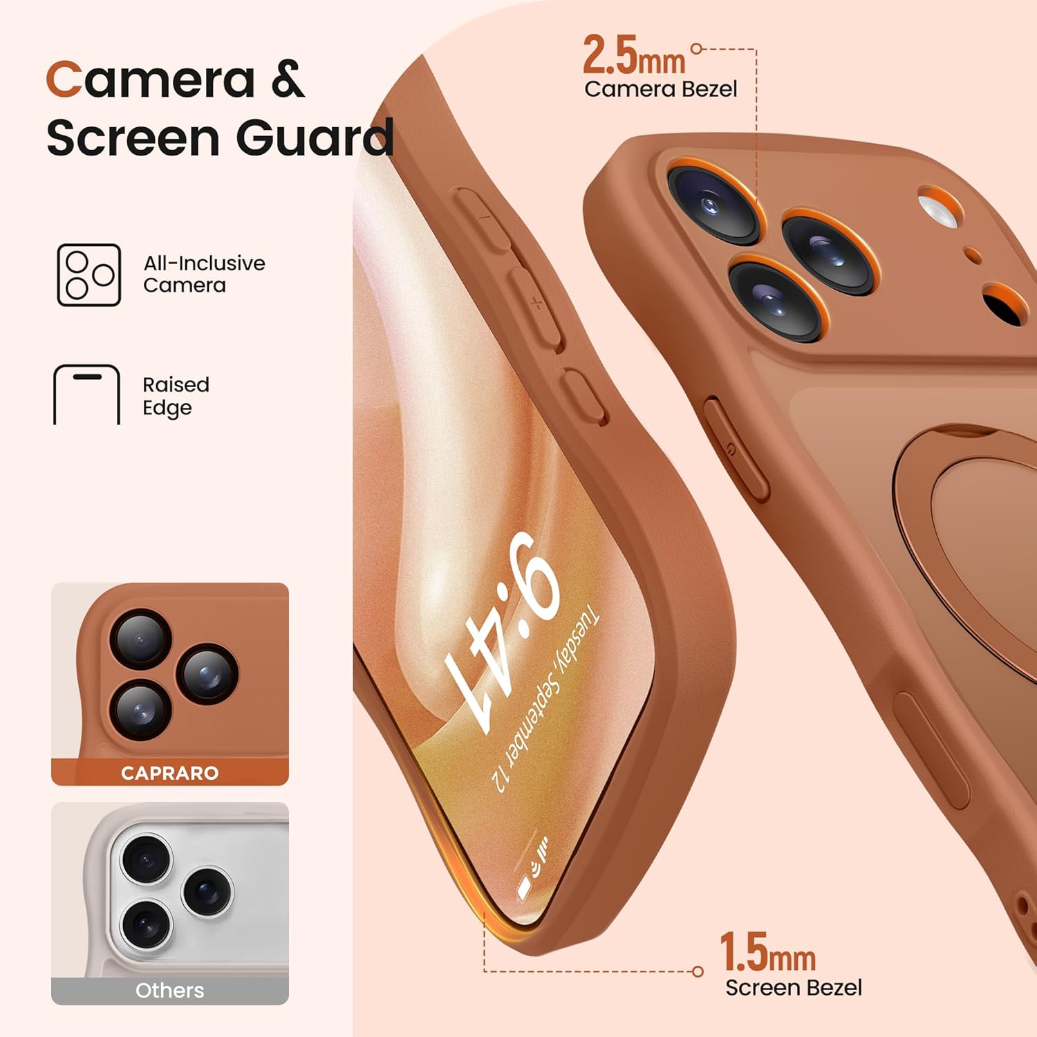 iPhone 17 Pro Max Case with 360° Spin Magnetic Stand