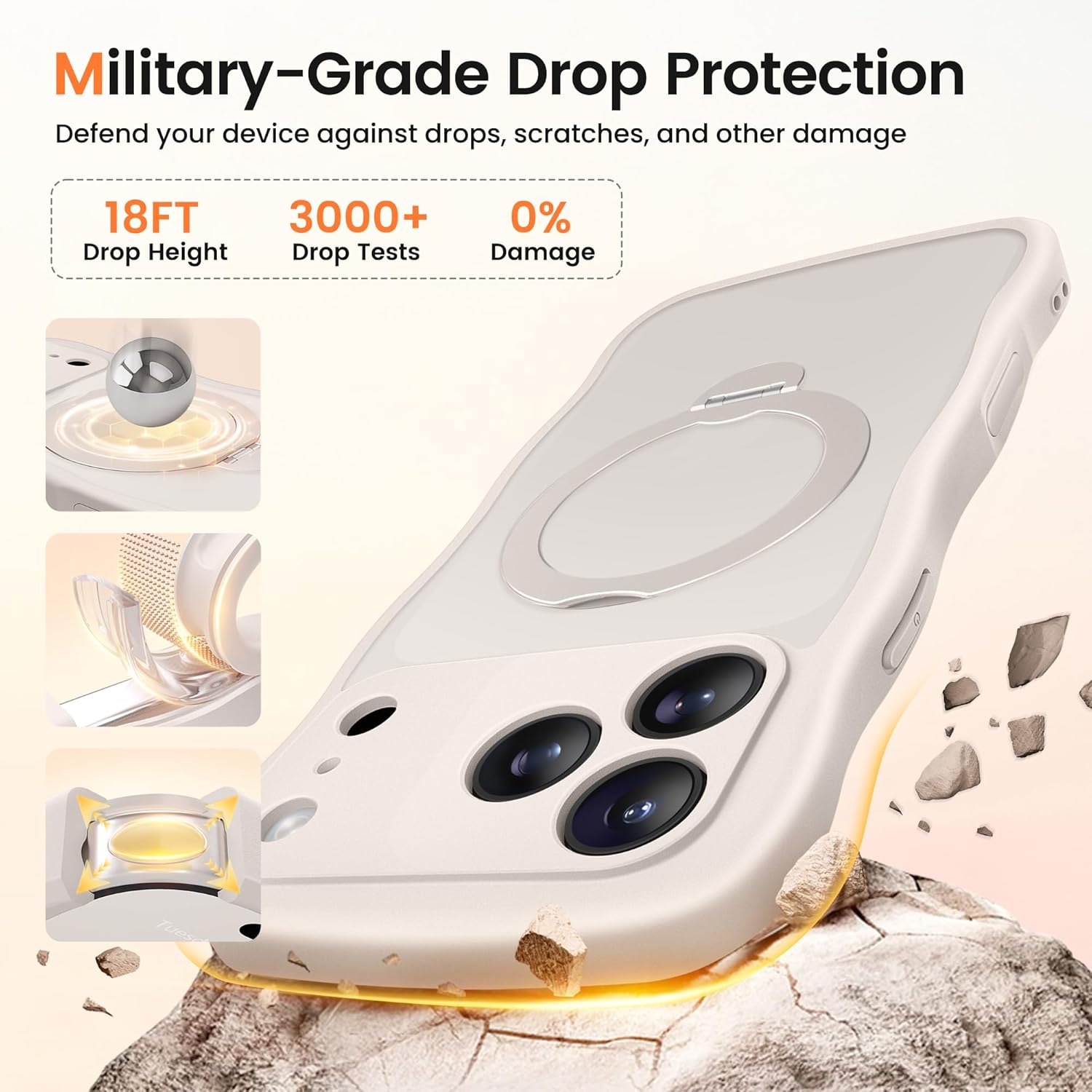 iPhone 17 Pro Case with 360° Spin Magnetic Stand