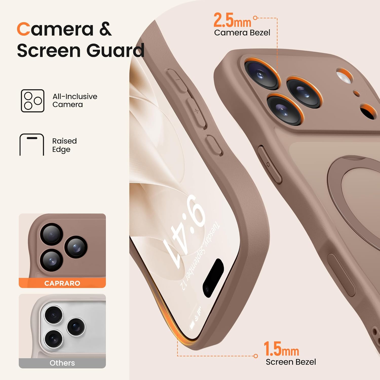 iPhone 17 Pro Max Case with 360° Spin Magnetic Stand