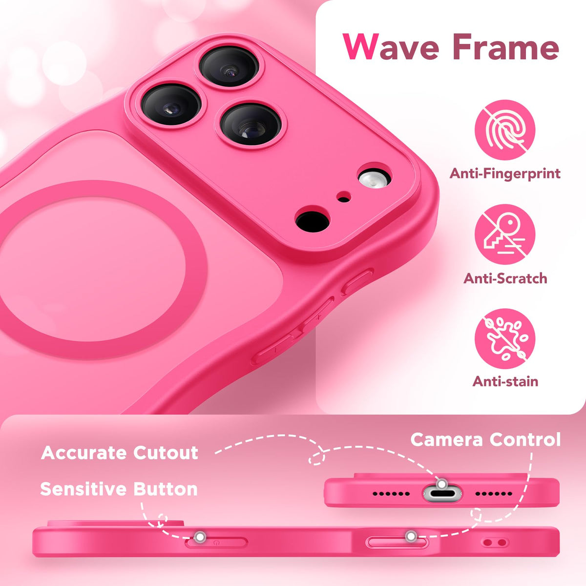 CAPRARO for iPhone 18 Pro Case for Women, Compatible with MagSafe