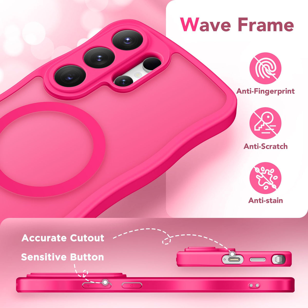 CAPRARO for Samsung Galaxy S26 Ultra Case for Women, Hot Pink
