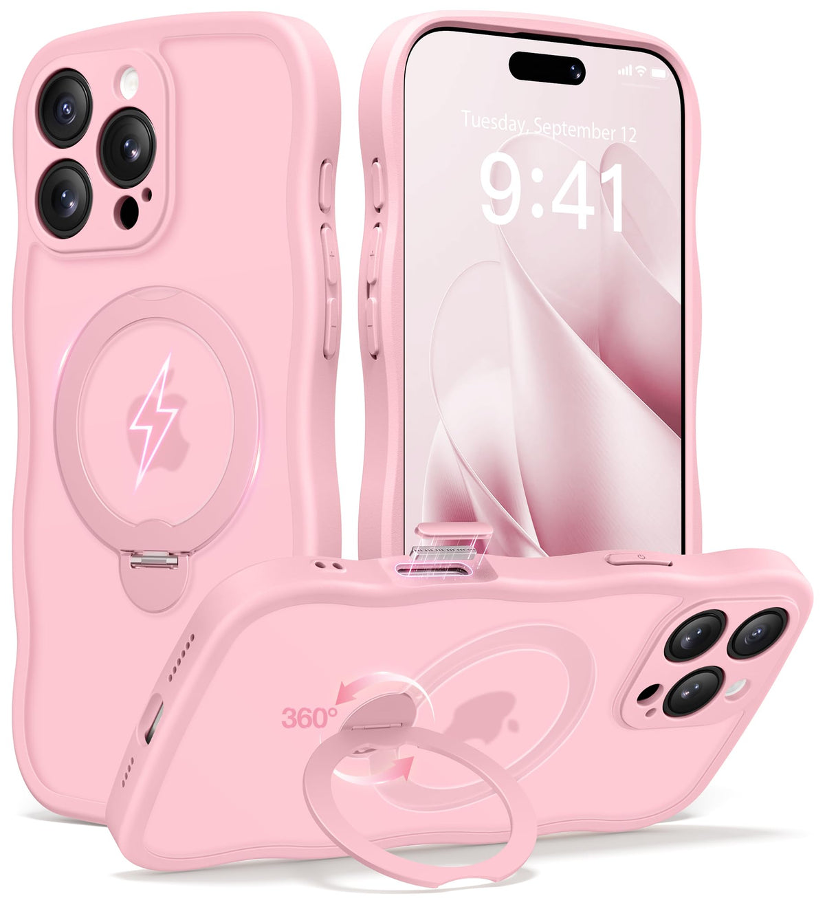 CAPRARO for iPhone 16 Pro Max Case with Magnetic Stand, Rose Gold