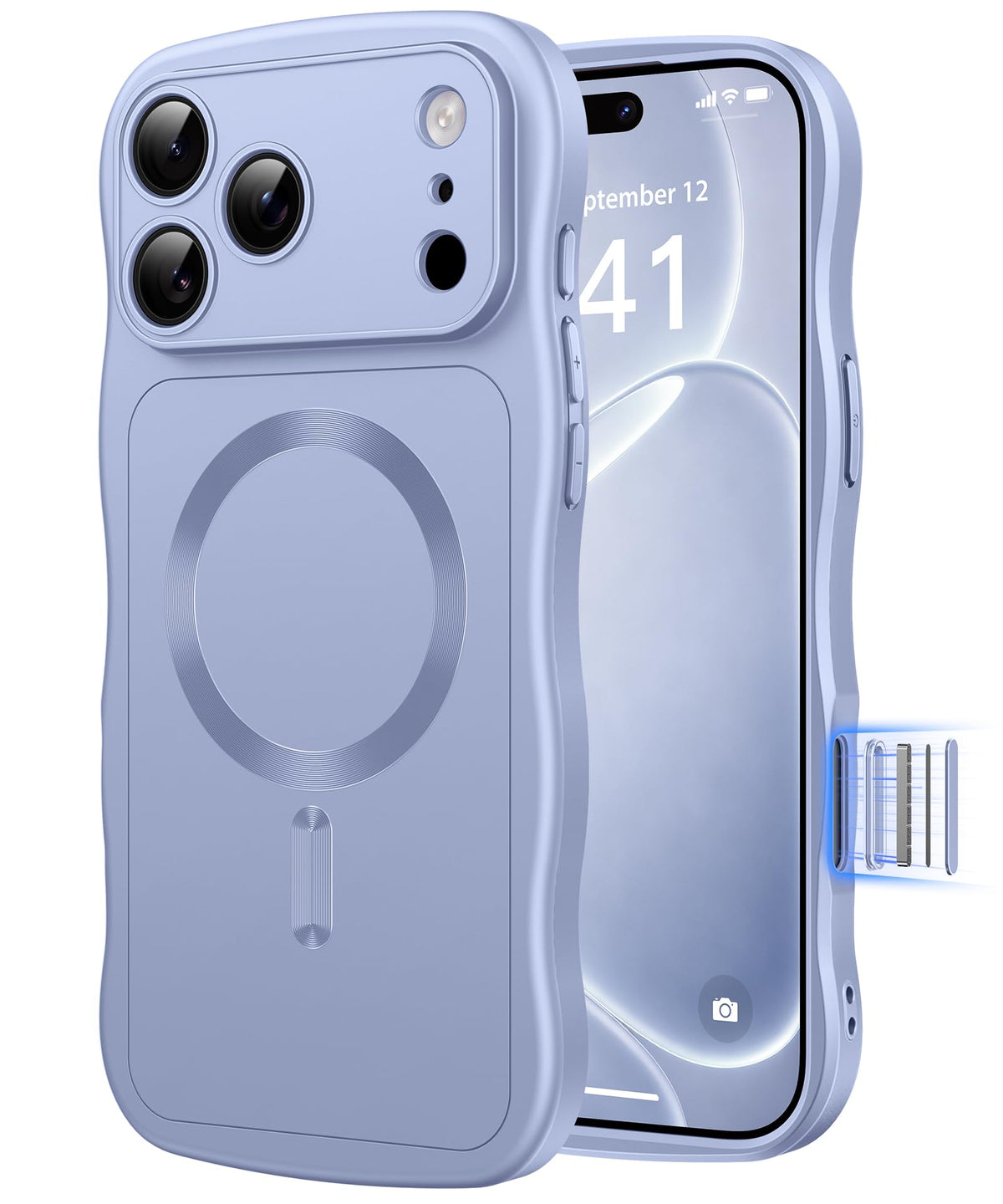 CAPRARO Magnetic for iPhone 18 Pro Case Wave Burgundy