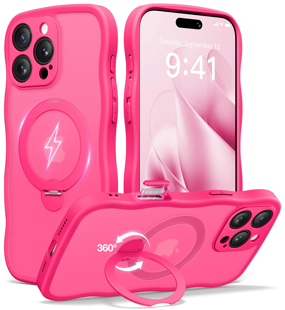 CAPRARO for iPhone 16 Pro Case with Magnetic Stand, Rose Gold