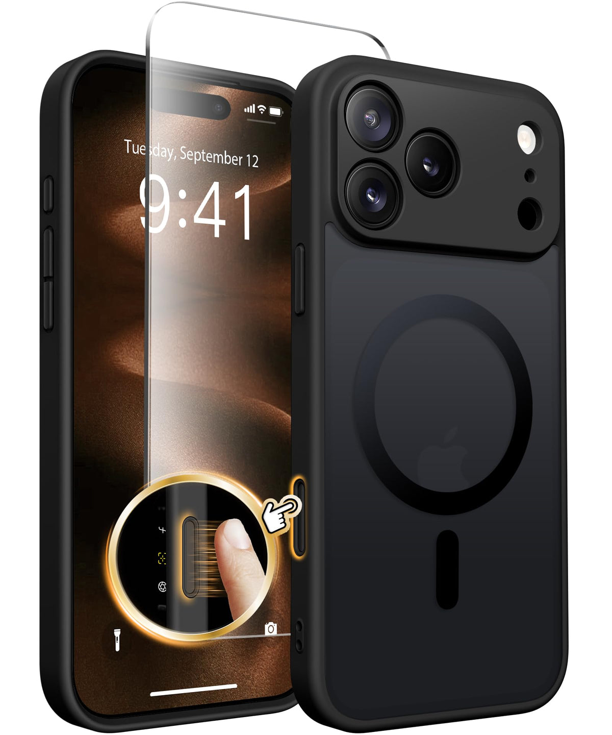 CAPRARO for iPhone 17 Pro Max Case, Compatible with MagSafe Black