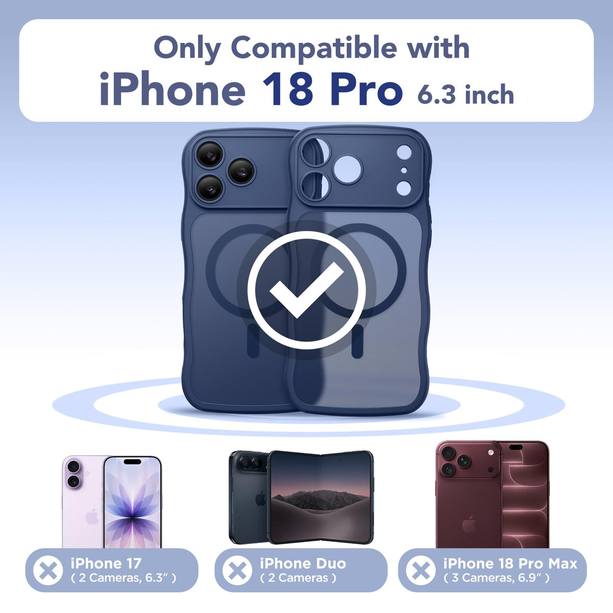 CAPRARO for iPhone 18 Pro Case for Women, Compatible with MagSafe Dark Blue