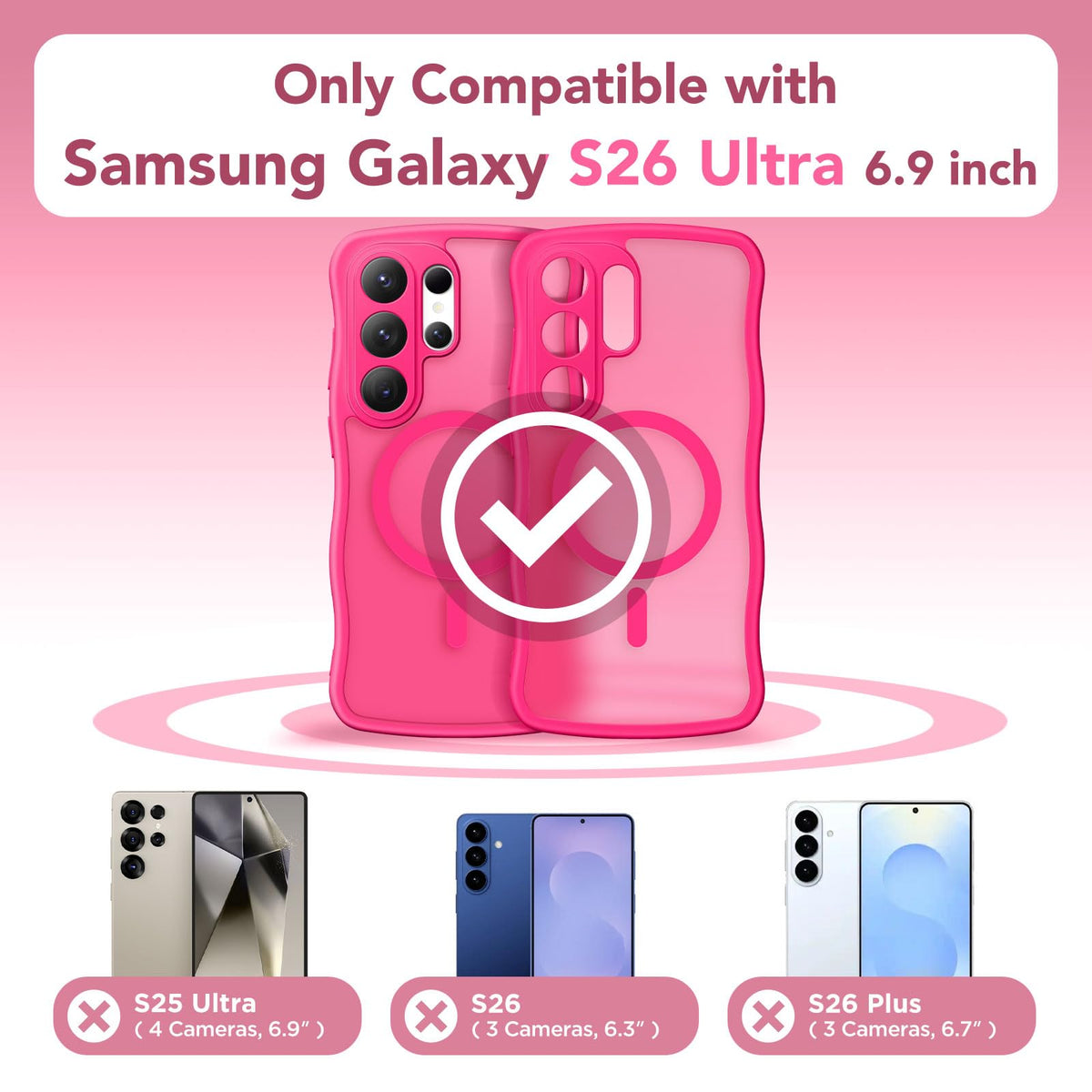 CAPRARO for Samsung Galaxy S26 Ultra Case for Women, Hot Pink
