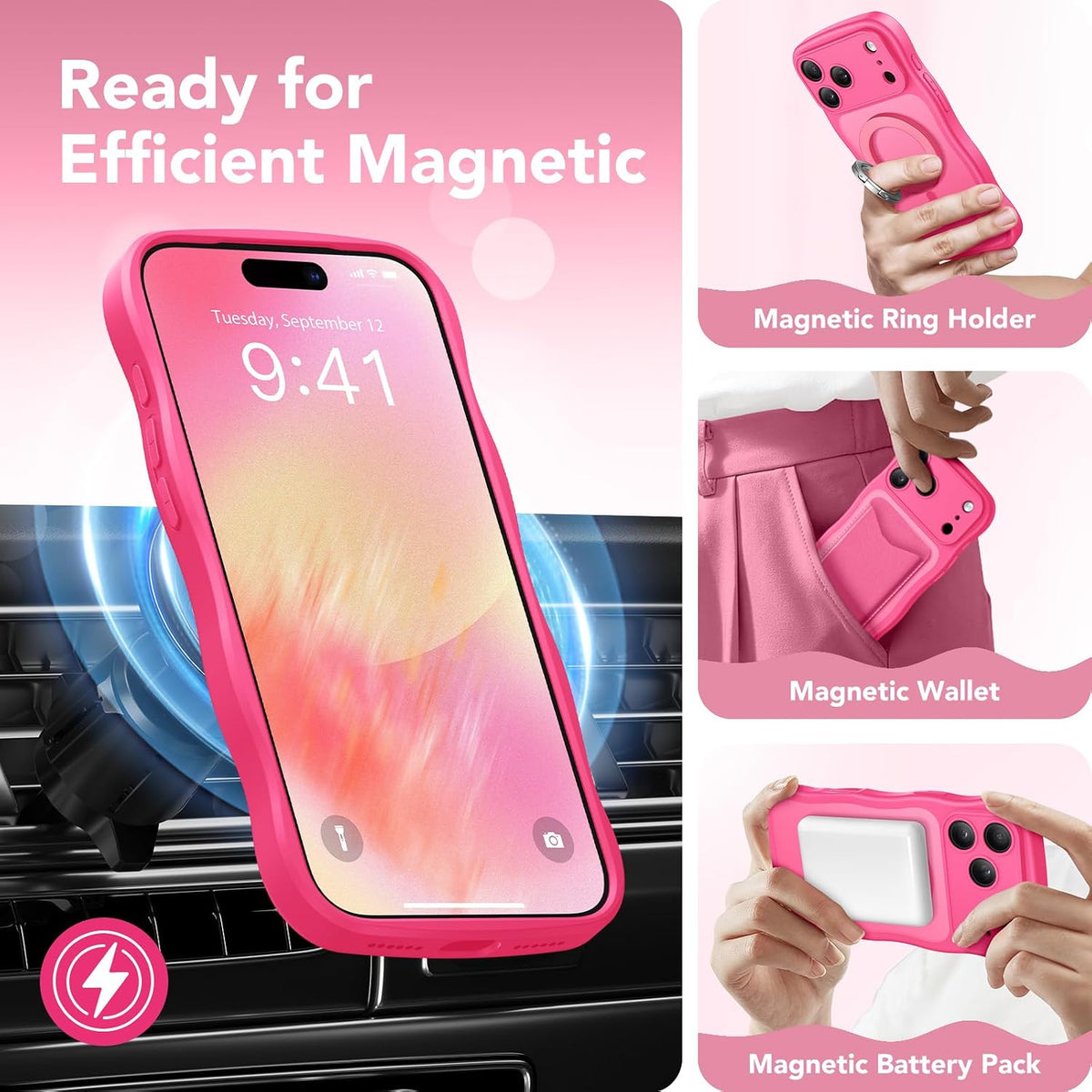 CAPRARO for iPhone 18 Pro Case for Women, Compatible with MagSafe