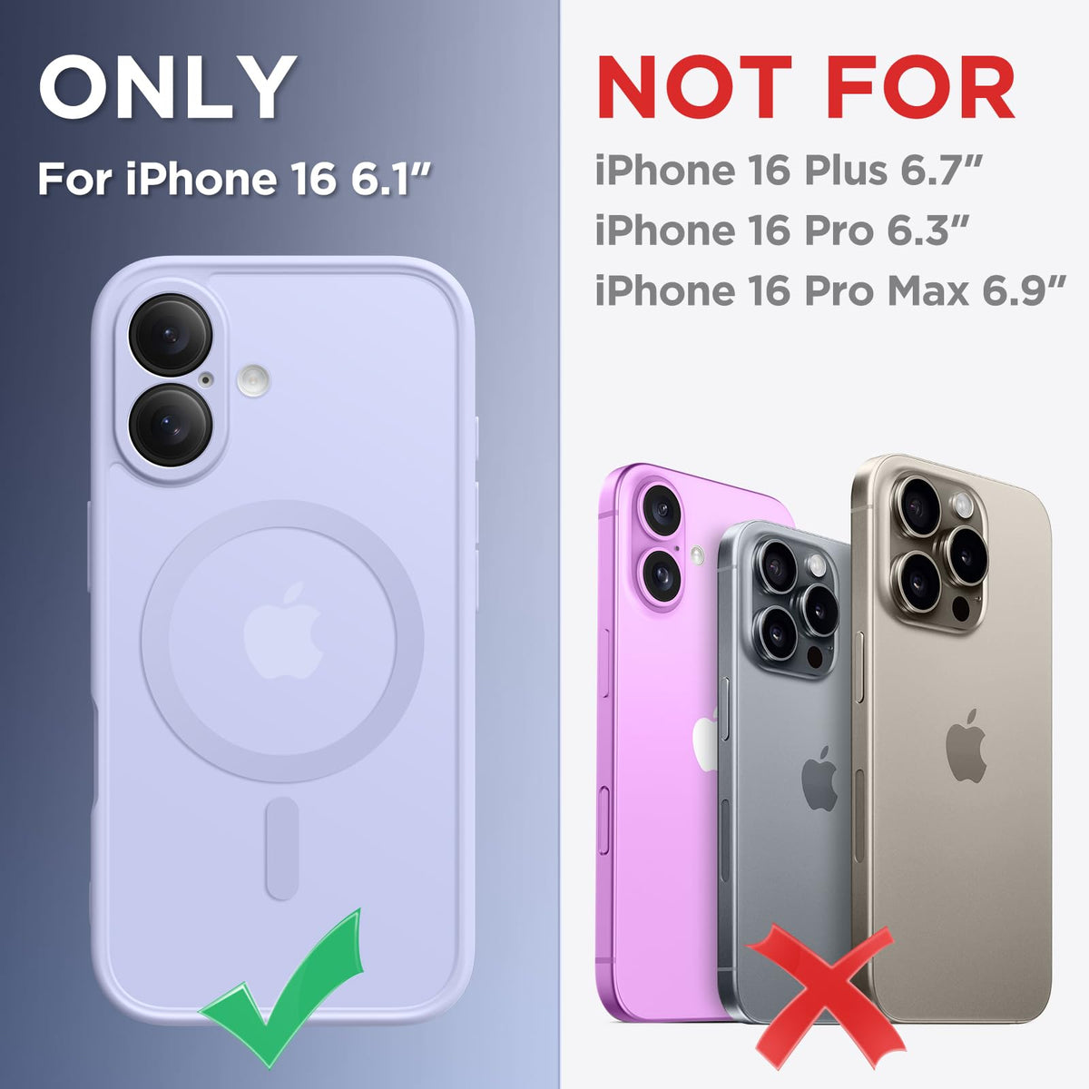 CAPRARO for iPhone 16 Case, Compatible with MagSafe Lilac