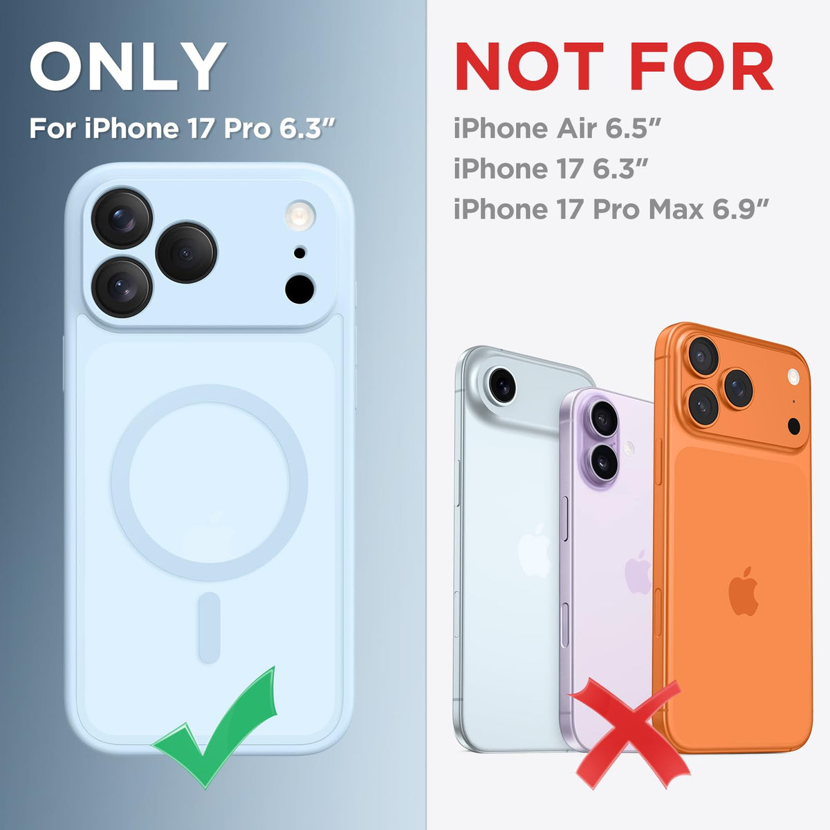 CAPRARO for iPhone 17 Pro Case, Compatible with MagSafe Light Blue