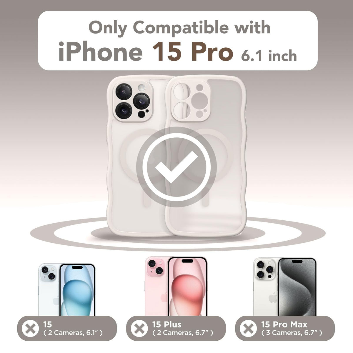 CAPRARO Cute for iPhone 15 Pro Case, Compatible with MagSafe Stone