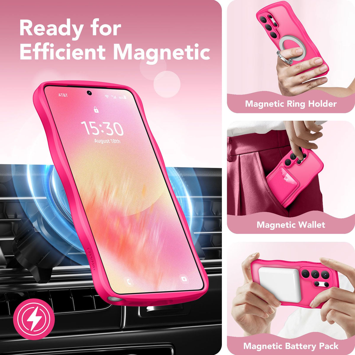 CAPRARO for Samsung Galaxy S26 Ultra Case for Women, Hot Pink