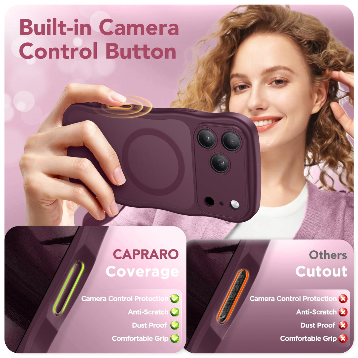 CAPRARO for iPhone 18 Pro Max Case for Women, Compatible with MagSafe