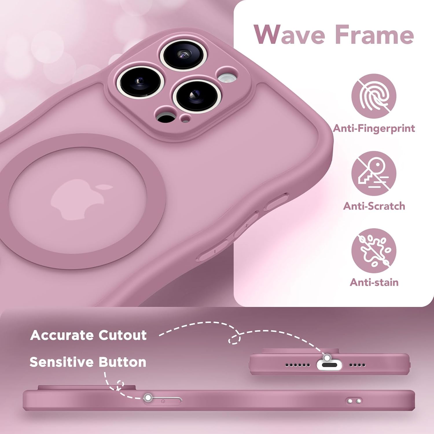 CAPRARO for iPhone 15 Pro Max Case Cute Wave Translucent Matte