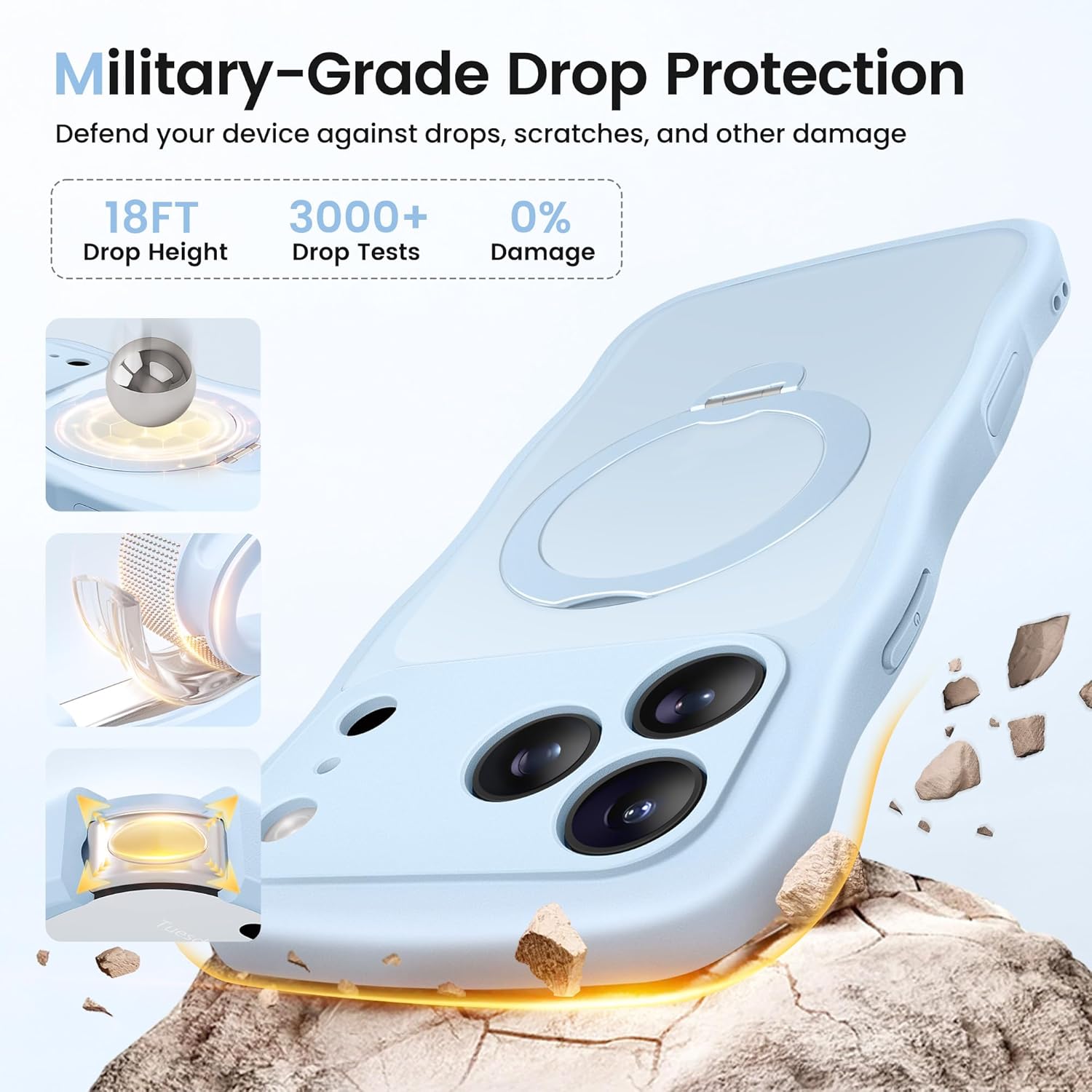 iPhone 17 Pro Case with 360° Spin Magnetic Stand