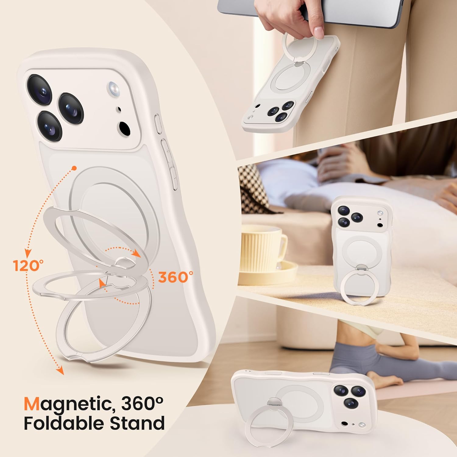 iPhone 17 Pro Case with 360° Spin Magnetic Stand