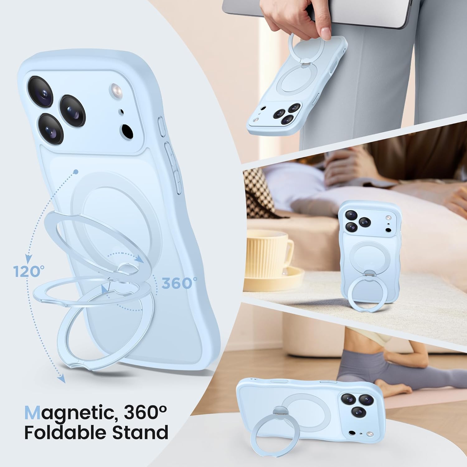 iPhone 17 Pro Case with 360° Spin Magnetic Stand