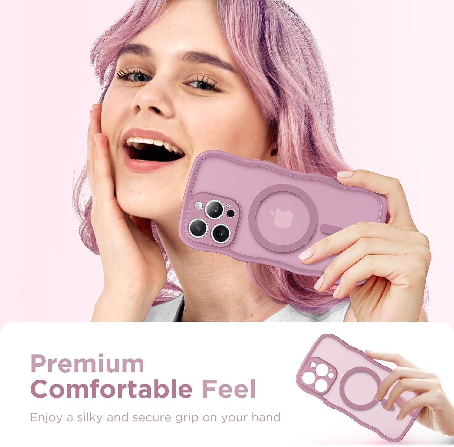 CAPRARO for iPhone 15 Pro Max Case Cute Wave Translucent Matte