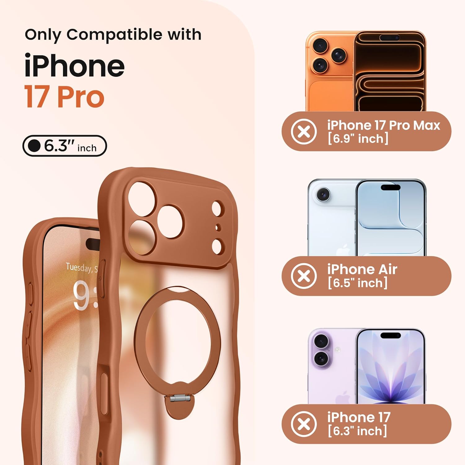 iPhone 17 Pro Max Case with 360° Spin Magnetic Stand