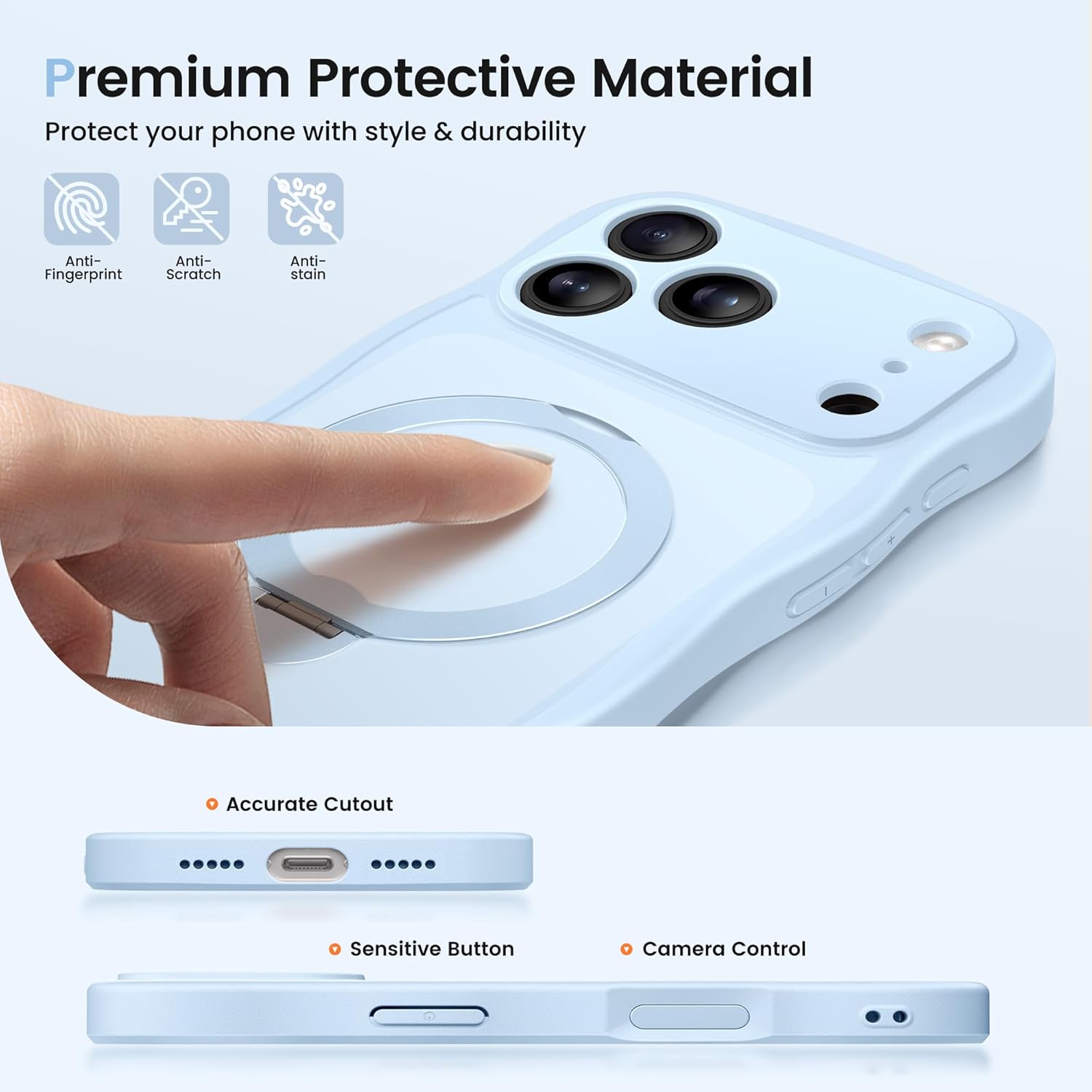 iPhone 17 Pro Case with 360° Spin Magnetic Stand