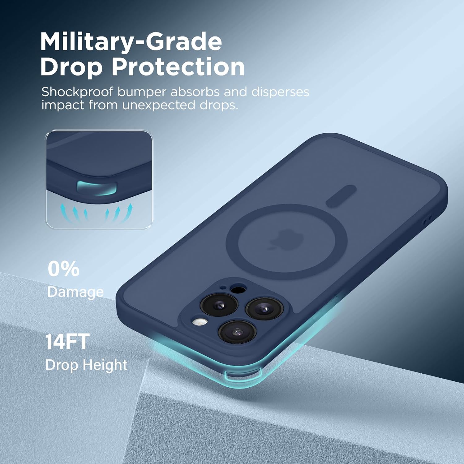CAPRARO for Phone 14 Pro Max Case with Magnetic Ring Stand,[Compatible with Magnetic][Full Camera Protection] Shockproof Protective