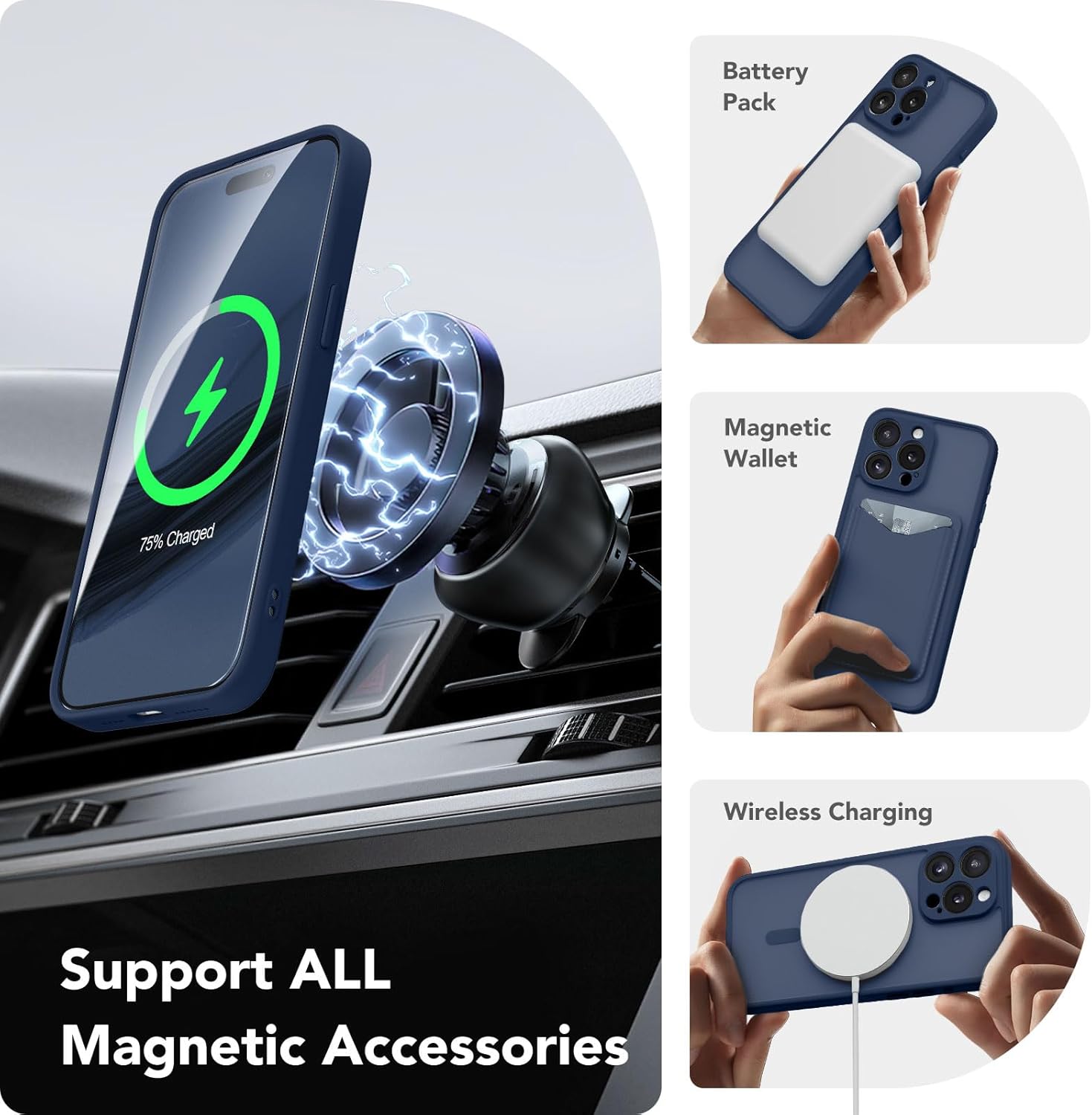 CAPRARO for Phone 14 Pro Max Case with Magnetic Ring Stand,[Compatible with Magnetic][Full Camera Protection] Shockproof Protective