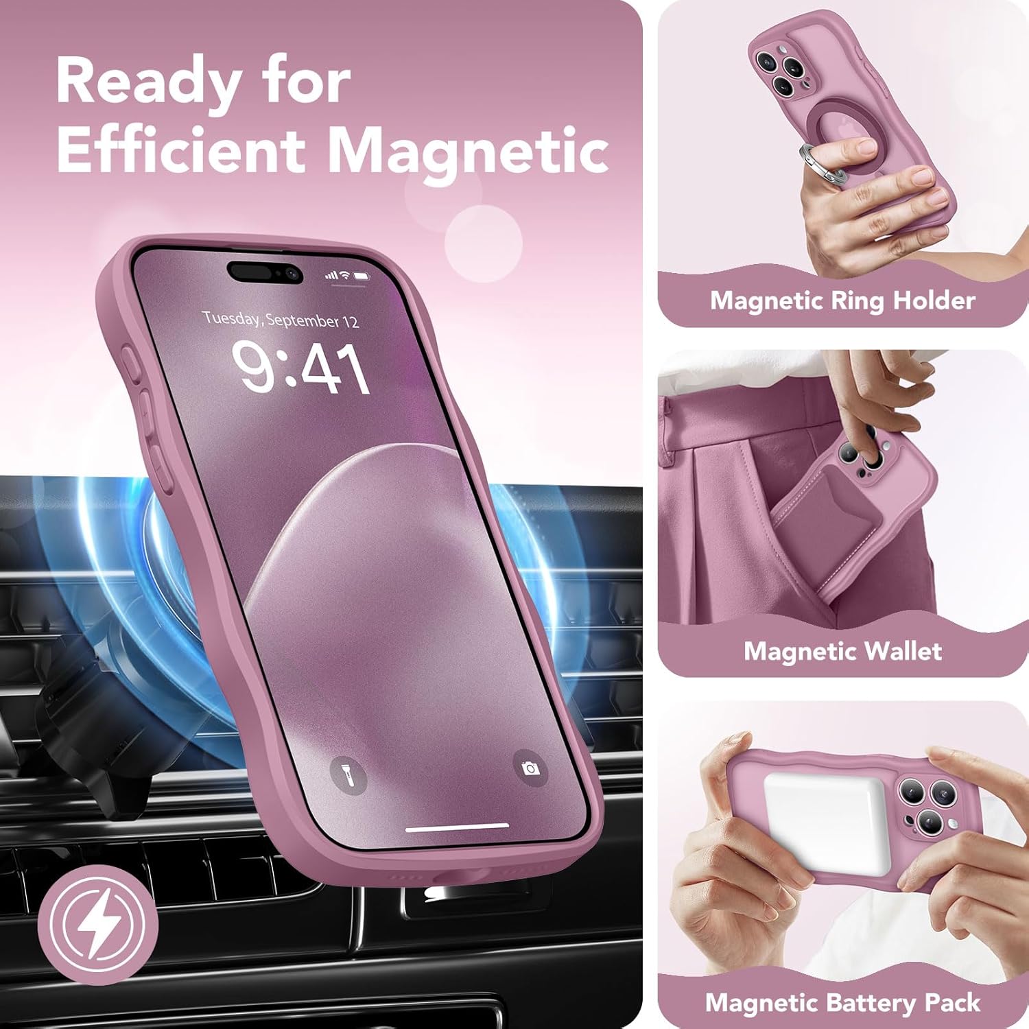 CAPRARO for iPhone 15 Pro Max Case Cute Wave Translucent Matte