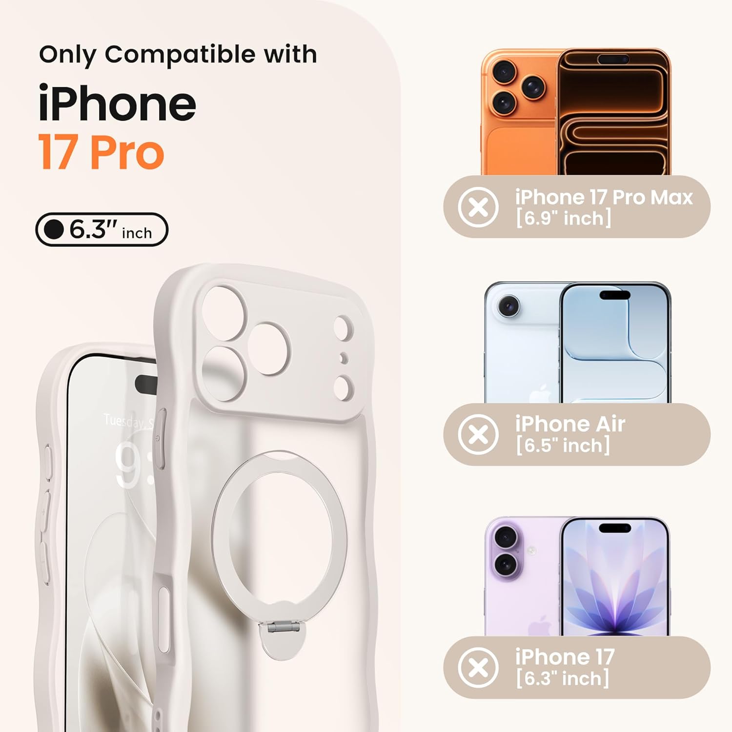 iPhone 17 Pro Case with 360° Spin Magnetic Stand