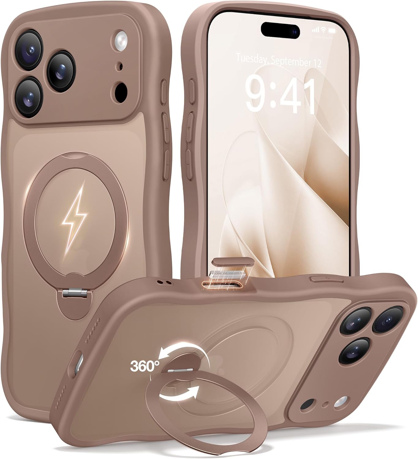 iPhone 17 Pro Max Case with 360° Spin Magnetic Stand