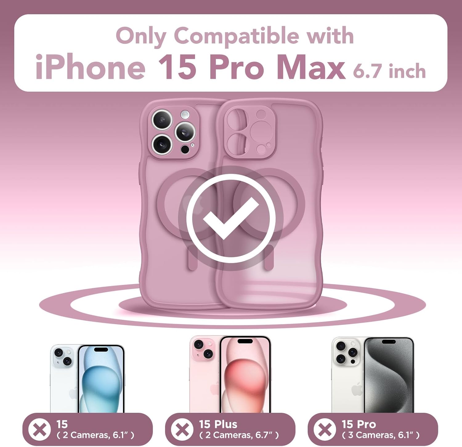 CAPRARO for iPhone 15 Pro Max Case Cute Wave Translucent Matte
