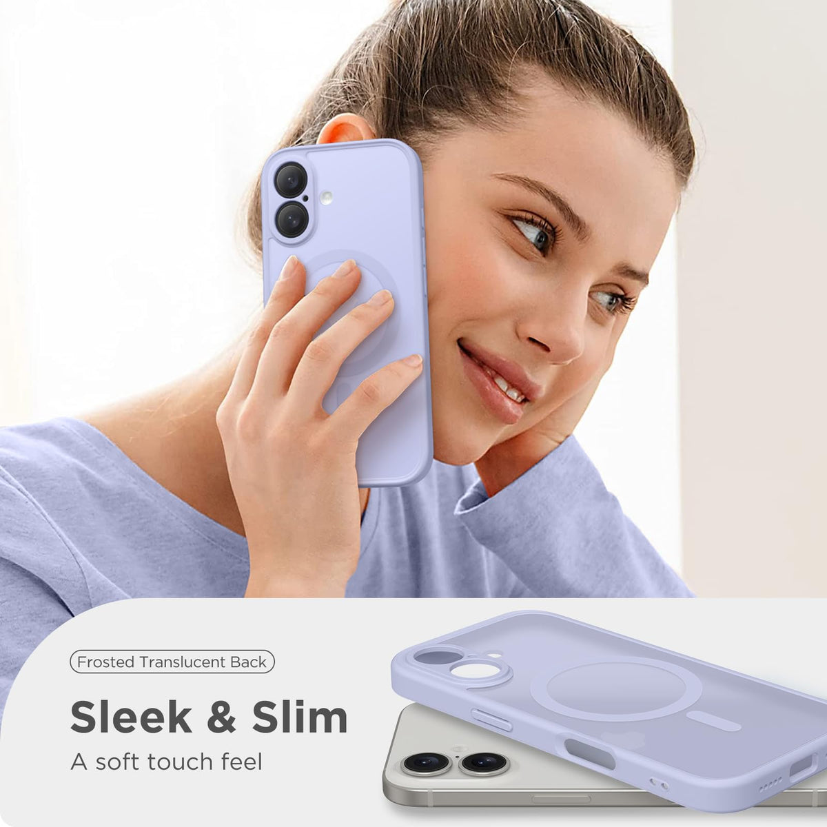 CAPRARO for iPhone 16 Case, Compatible with MagSafe Lilac