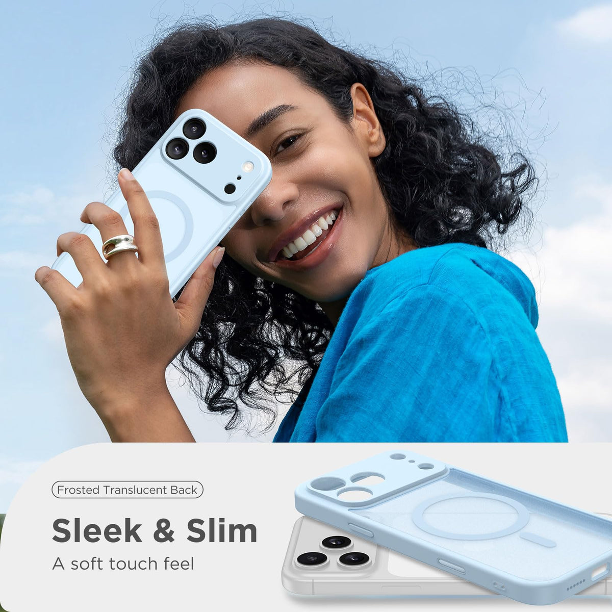 CAPRARO for iPhone 17 Pro Case, Compatible with MagSafe Light Blue