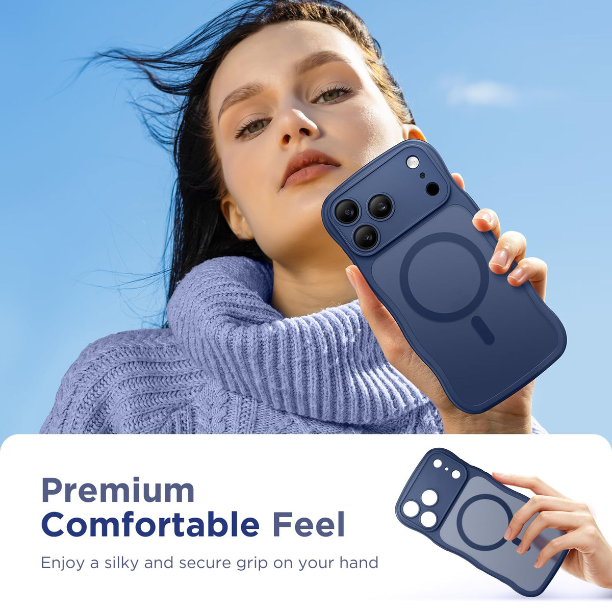 CAPRARO for iPhone 18 Pro Case for Women, Compatible with MagSafe Dark Blue